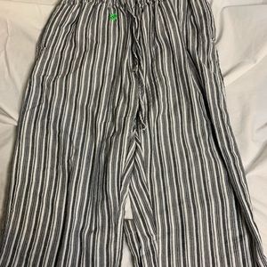 black and white stripped flow pants